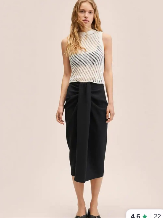 Dresses & Skirts - Nwt mango Black front pleat Draped Midi Skirt - Women